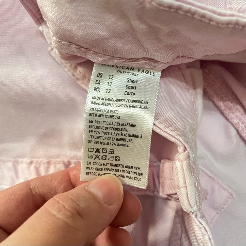 American Eagle Women's Super High Rise Baggy Wide Leg Cargo Pants 12 Short Pink - Picture 5 of 9